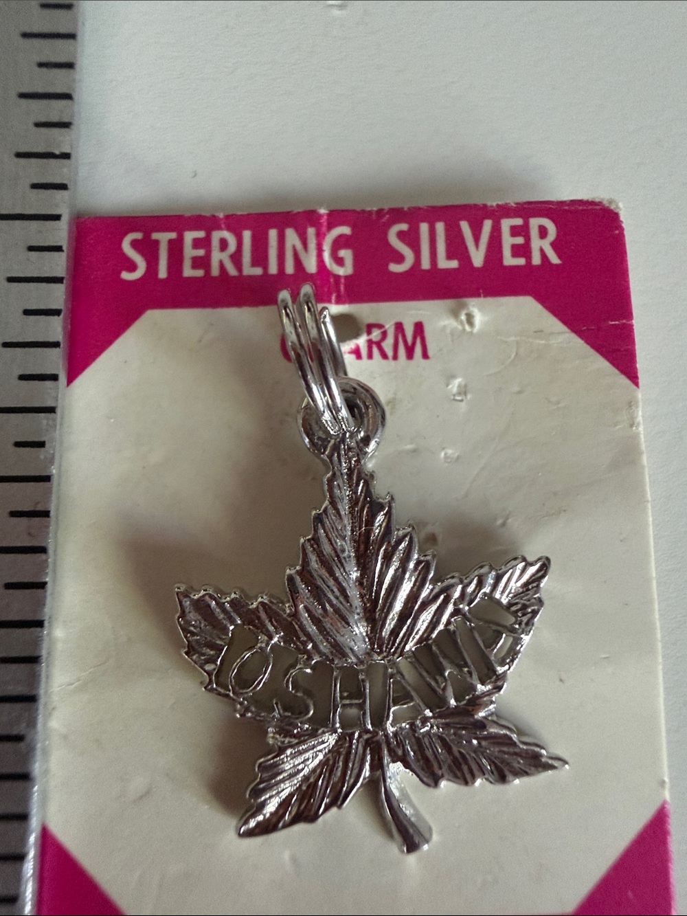 Sterling Silver Oshawa Maple Leaf Charm/ Pendant